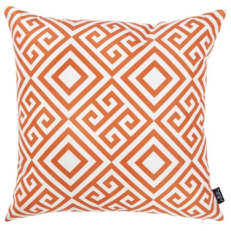 GFANCY FIXTURES Orange Tropical Greek Printed Decorative Throw Pillow Cover - 18 x 18 in. GF2627309